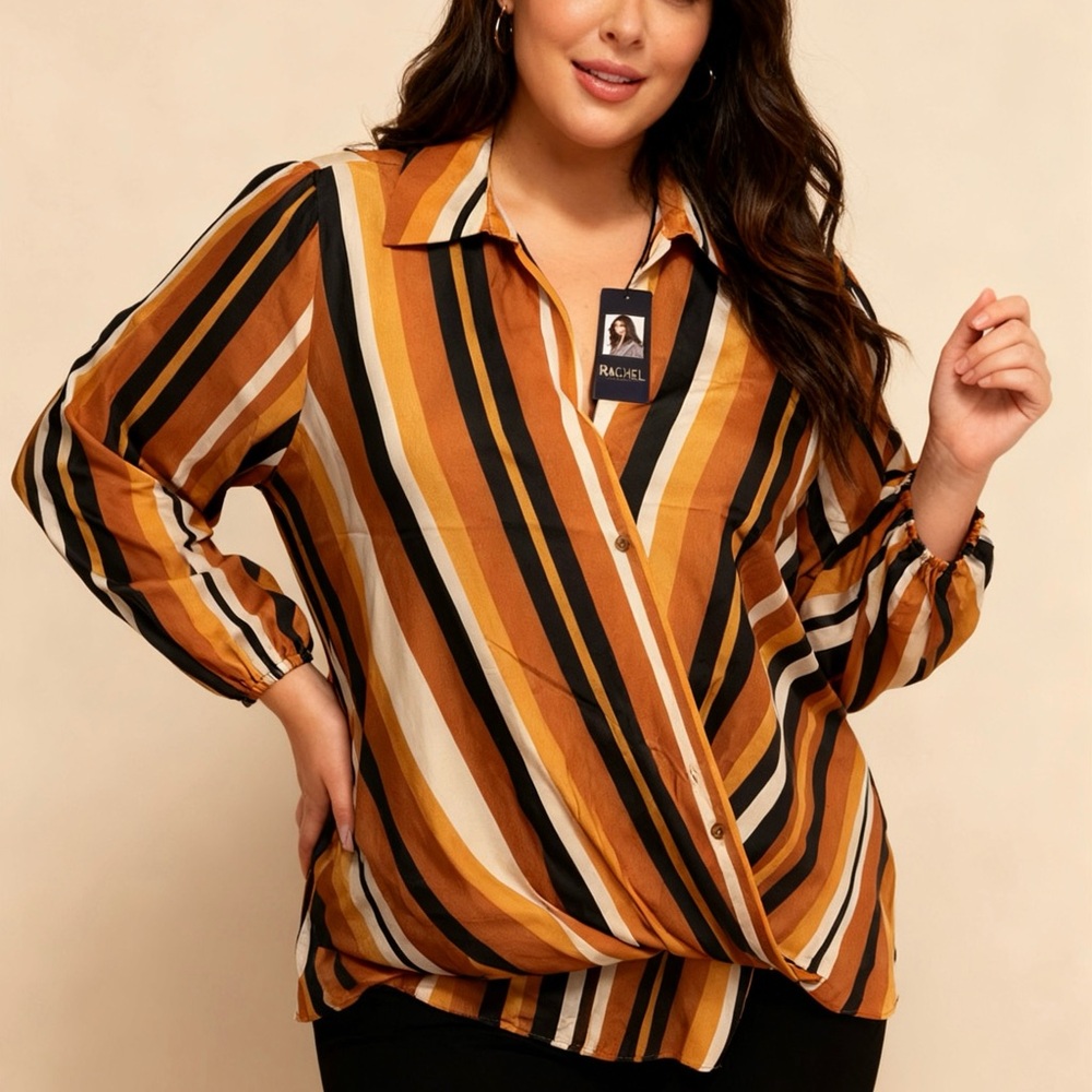 Rachel Women's Multicolor Striped Button-Down Shirt